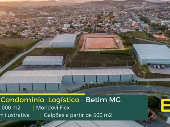 Galpões para alugar em Betim MG. Condomínio Mondovi Flex,  com docas, módulos a partir de 500 m2, e fácil acesso a Fiat e a Petrobras