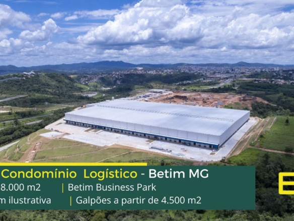 Galpão Para Alugar em Betim MG - Betim Business Park. Aluguel de galpões em Betim a partir de 4000 m2, com docas, altura de 12 metros,
