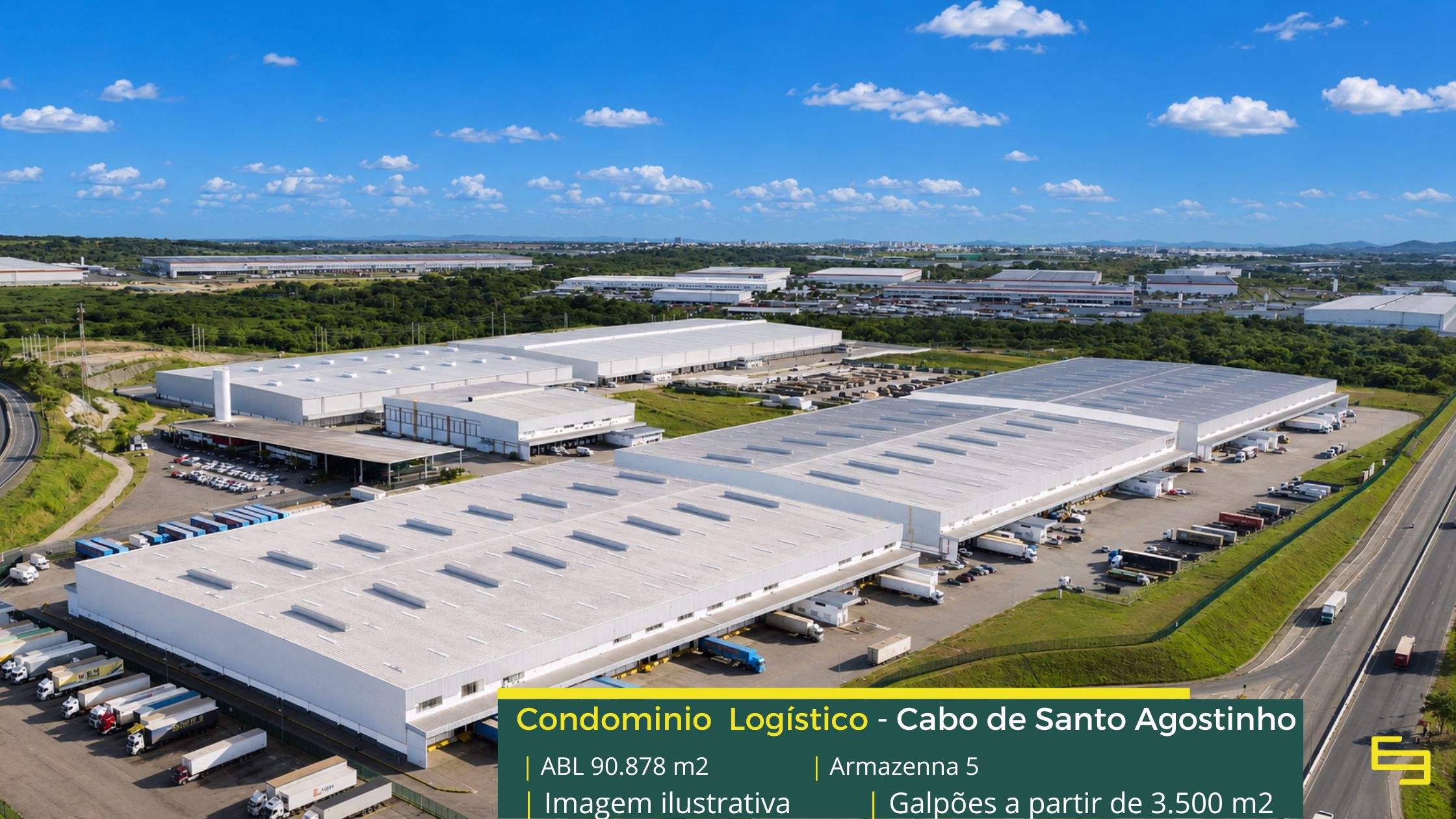 Galpão para alugar em Cabo de Santo Agostinho. Condomínio Logístico Armazenna 5. Docas para carga e descarga, portaria e segurança 24 hs