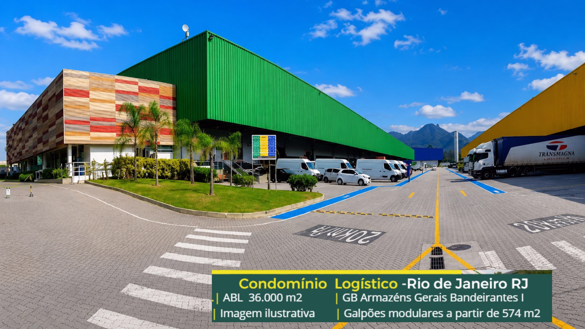 Aluguel de galpão no Rio de Janeiro (1) Galpão Para Alugar Rio de Janeiro - Bandeirantes Business Park Módulos a partir de 547 m2, docas, pátio. Portaria e Segurança Armada