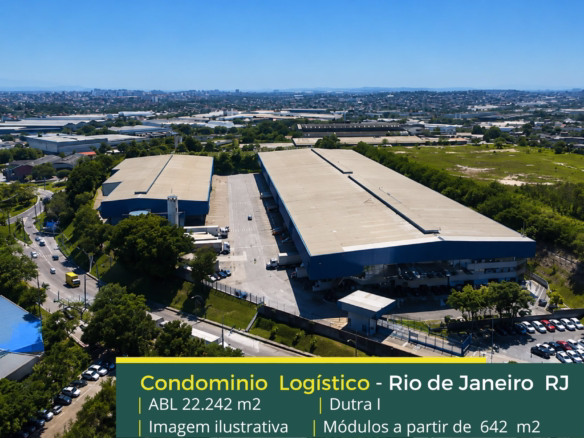 Aluguel de Galpão na Pavuna – Condomínio Dutra I. Galpões com altura entre 10 e 12 metros, piso com resistência à até 05 toneladas, docas