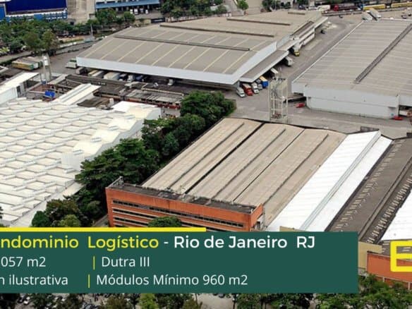 Galpão Para Alugar na Pavuna RJ – Cargo Center Dutra III. Módulos mínimos de 960 m², 06 docas por módulo. Portaria e segurança 24 horas