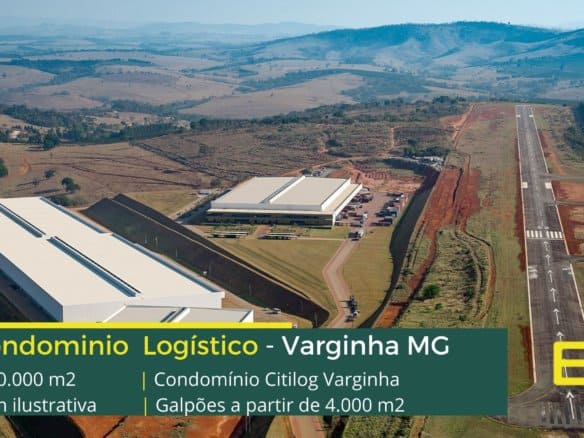 Galpões em Varginha MG - Porto Seco Sul de Minas. Galpões modulares com altura de 12 metros, Piso Industrial, Docas, Segurança 24 horas