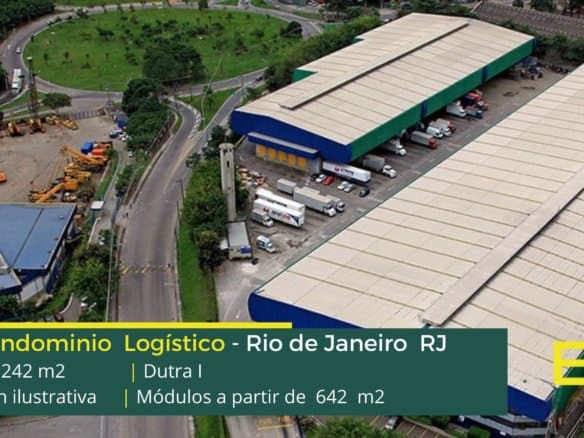 Aluguel de Galpão na Pavuna – Condomínio Dutra I. Galpões com altura entre 10 e 12 metros, piso com resistência à até 05 toneladas, docas