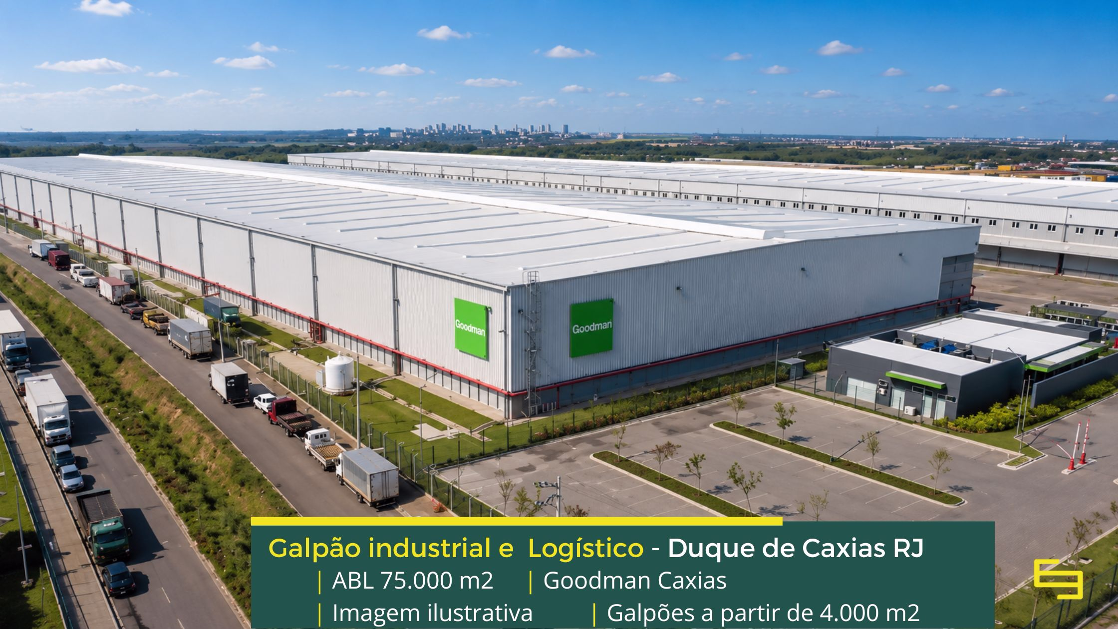 Galpão em Duque Caxias RJ (1) Galpão Logístico em Duque de Caxias - Goodman Caxias. Galpões em Duque de Caxias SP com docas, portaria, piso industrial e pátio de manobras