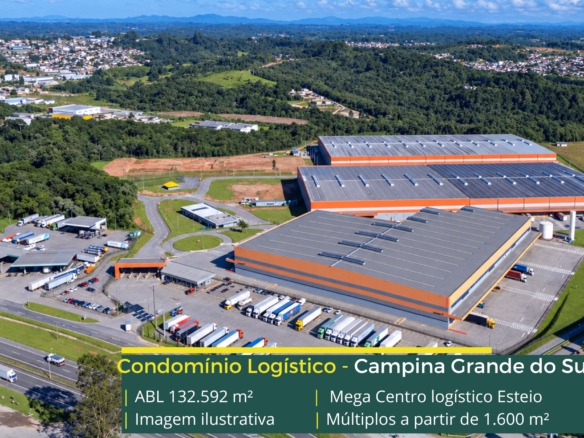 Mega Centro Logístico Curitiba: centro logístico em Campina Grande do Sul PR, com módulos a partir de 1.600 m² e piso para 6 t/m².