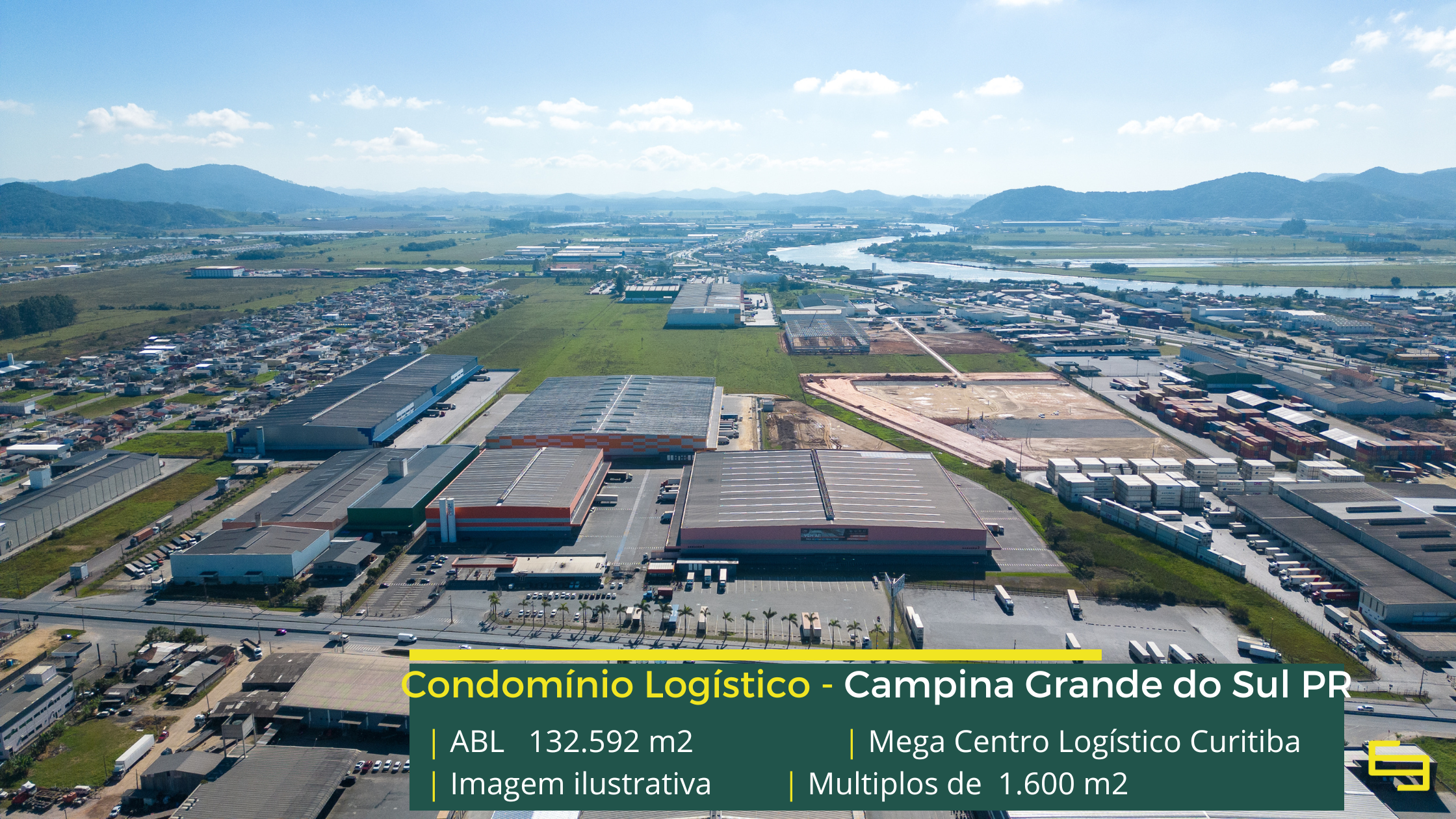 Aluguel de galpão em Campina Grande do Sul - Mega Curitiba. Galpões em Curitiba PR em condomínio com portaria 24 horas, docas, altura de 12 m