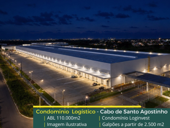 Aluguel de Galpão logístico em Cabo de Santo Agostinho PE - Condomínio Logístico Loginvest. Galpão para alugar com docas, portaria e segurança