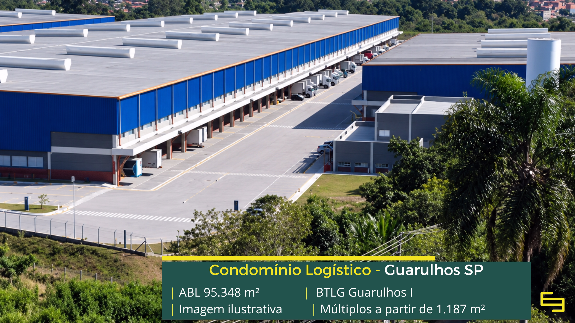 BTLG Guarulhos I: galpão em Guarulhos SP com 95.348 m² de ABL, 33 módulos, pé-direito de 12 m, piso para 6 t/m² e acesso à Dutra.
