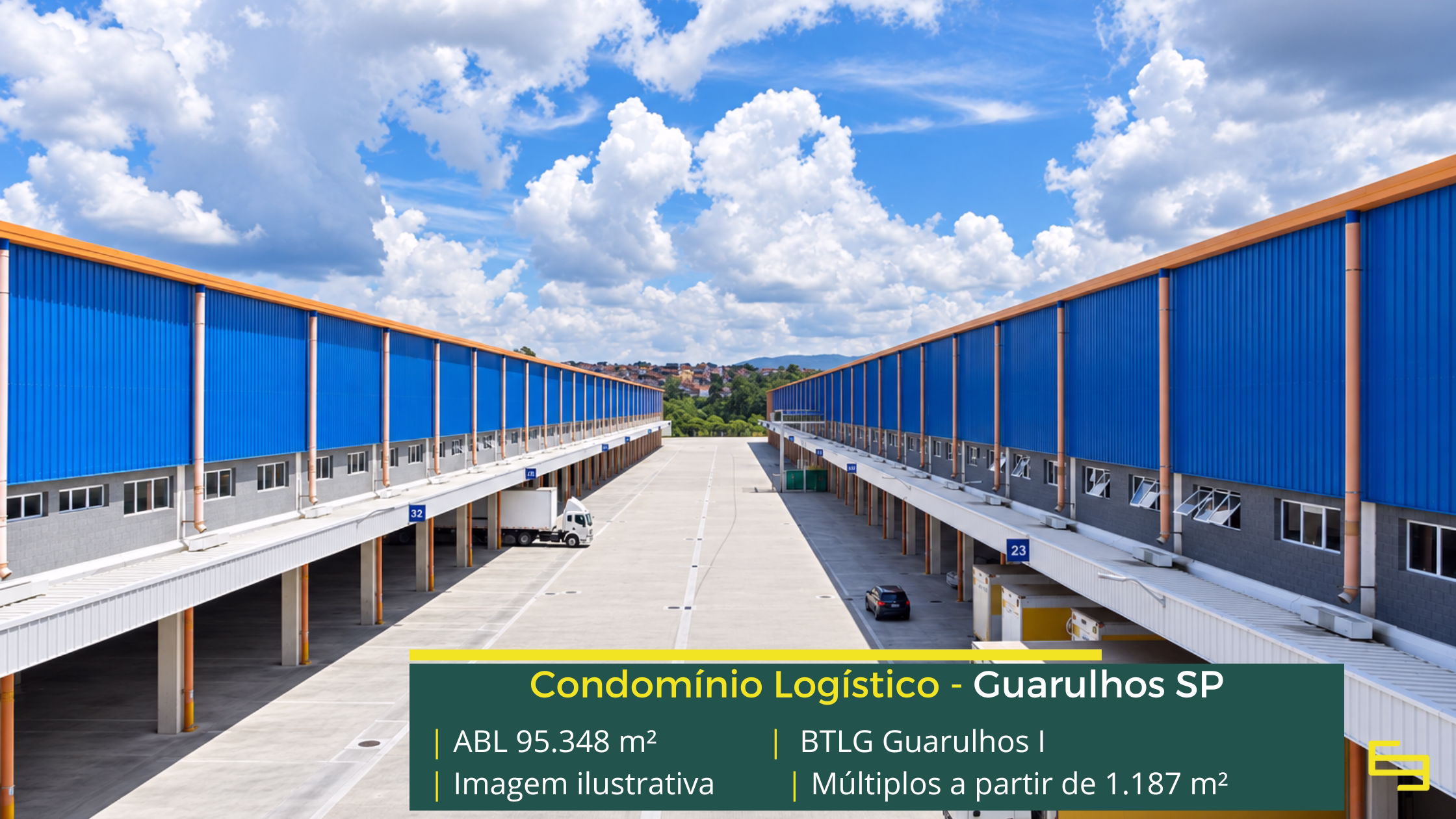 BTLG Guarulhos I: galpão em Guarulhos SP com 95.348 m² de ABL, 33 módulos, pé-direito de 12 m, piso para 6 t/m² e acesso à Dutra.