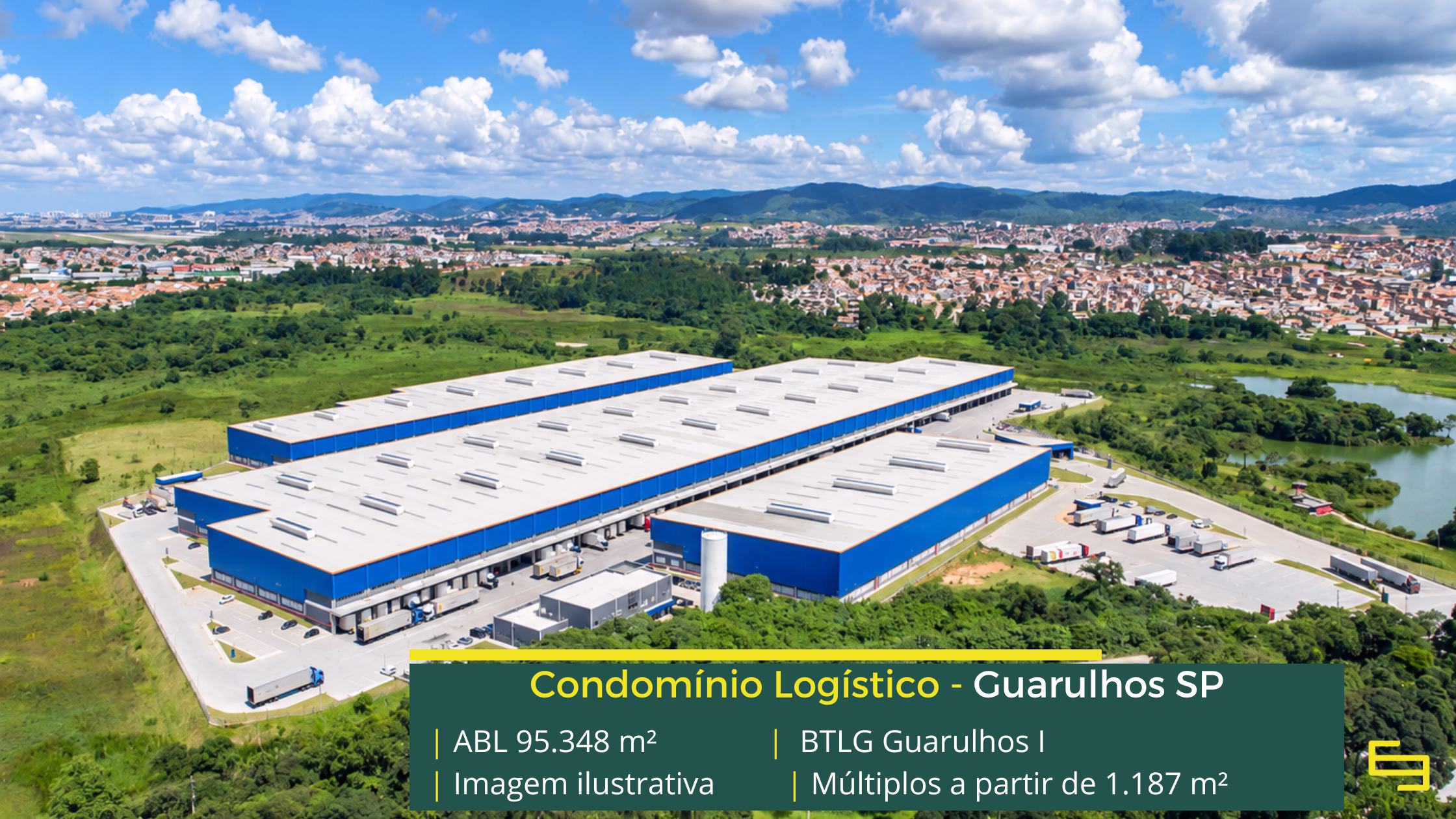 BTLG Guarulhos I: galpão em Guarulhos SP com 95.348 m² de ABL, 33 módulos, pé-direito de 12 m, piso para 6 t/m² e acesso à Dutra.