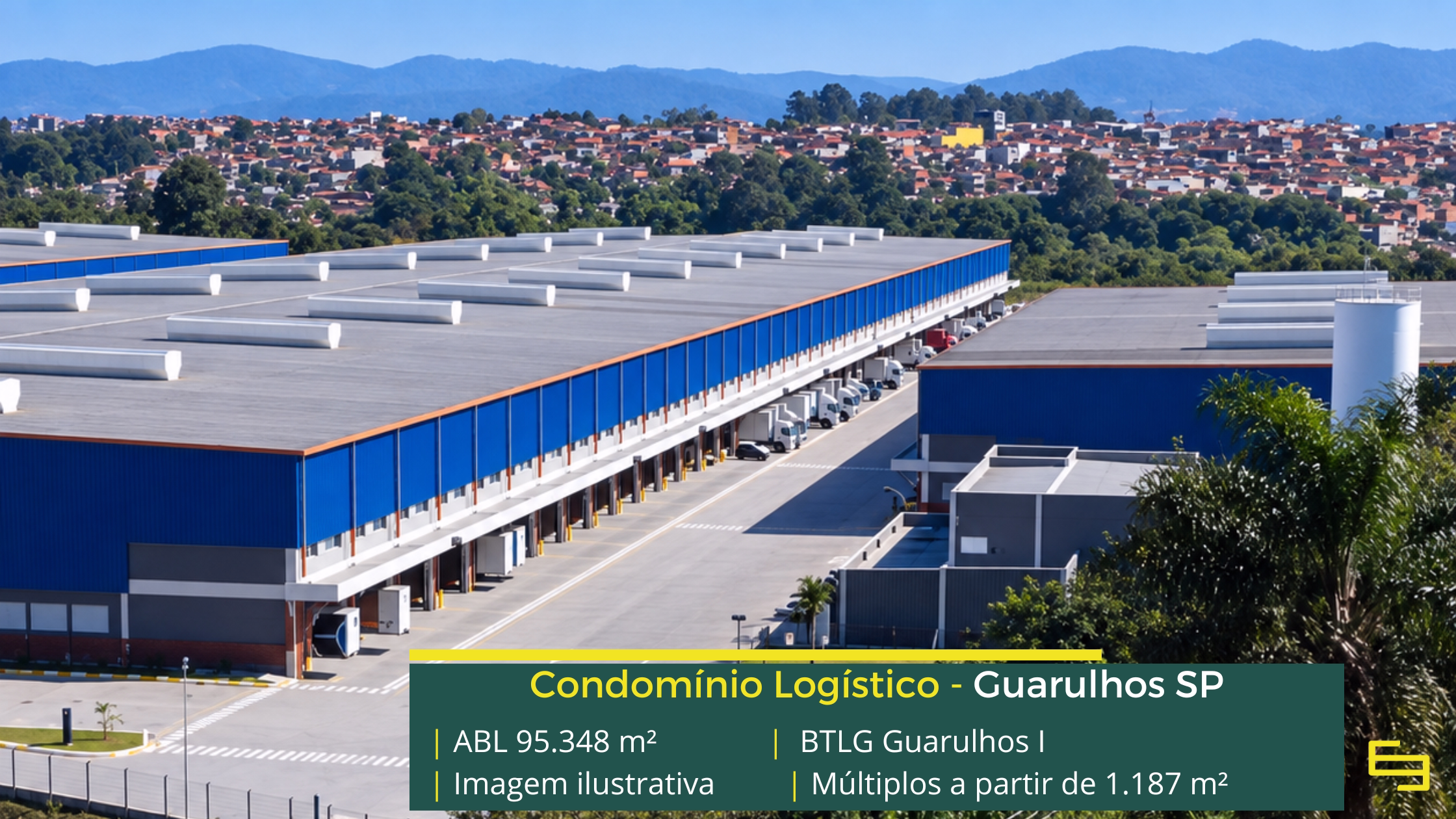 BTLG Guarulhos I: galpão em Guarulhos SP com 95.348 m² de ABL, 33 módulos, pé-direito de 12 m, piso para 6 t/m² e acesso à Dutra.