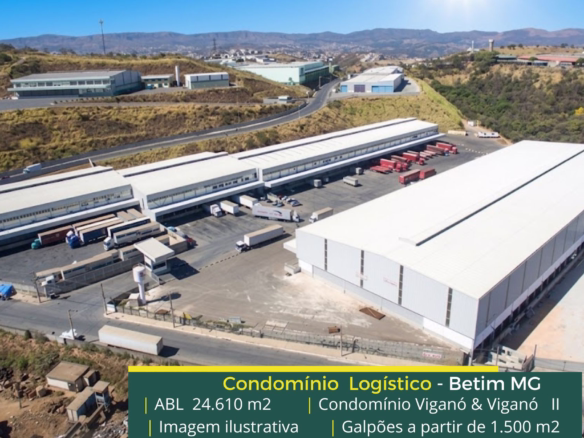 Aluguel de Galpão Logístico em Betim MG - Condomínio Viganó & Viganó II Galpões com docas, altura de 12 metros, piso industrial, portaria