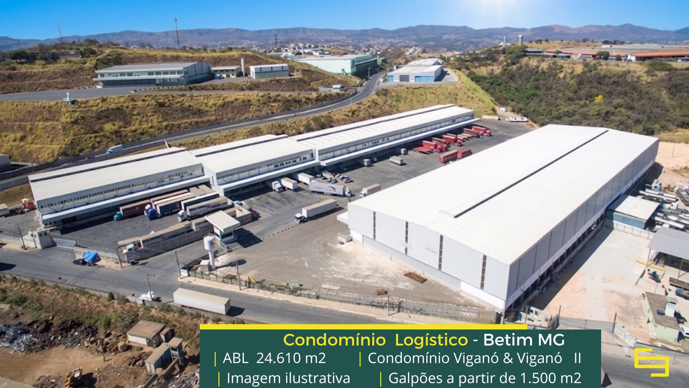 Aluguel de galpão em Betim MG – Aluguel de Galpão Logístico em Betim MG - Condomínio Viganó & Viganó II Galpões com docas, altura de 12 metros, piso industrial, portaria