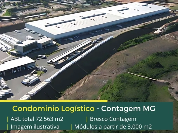 Aluguel de galpão em Contagem MG -  Condomínio Bresco Contagem. Galpões para alugar com porta paletes, docas, altura de 12 metros, e sprinklers