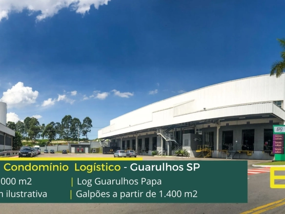 Galpão em Guarulhos - LOG Guarulhos Papa. Aluguel de galpões em Guarulhos com portaria e segurança 24 horas, docas, pátio de manobras