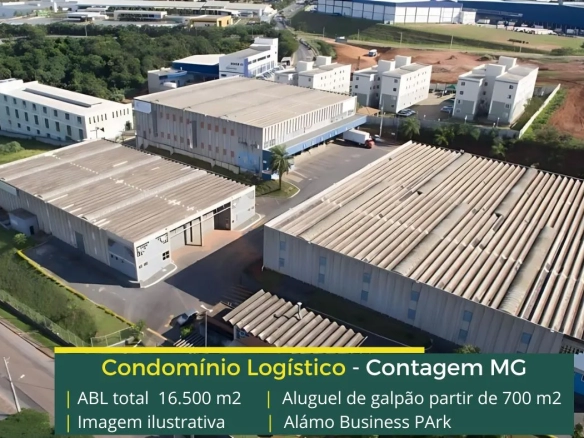 Galpões Para Alugar em Contagem. Álamo Business Park. Aluguel de galpão em Contagem com docas, portaria e segurança 24 horas, estacionamento