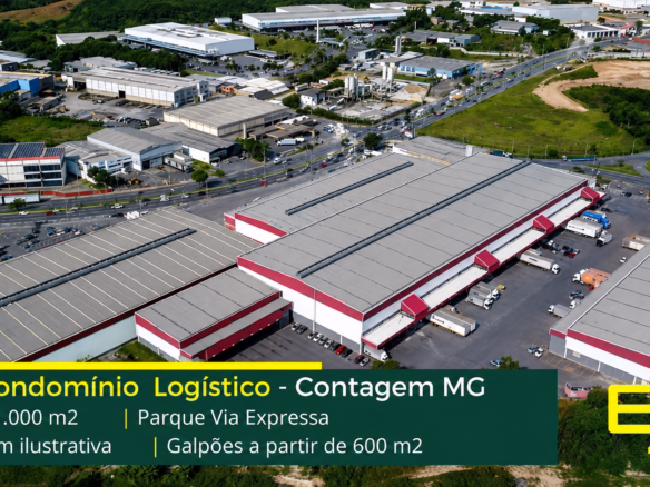Aluguel de Galpões em Contagem - Parque Logístico Via Expressa. Galpão em Contagem MG em Condomínio com segurança. Galpões com docas, pátio