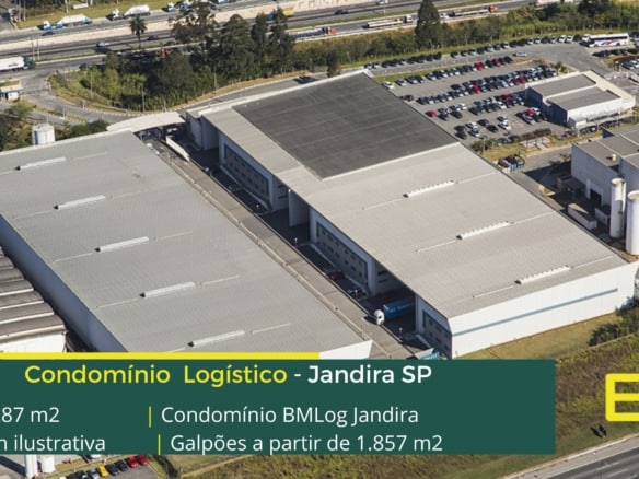Galpão Para Alugar em Jandira SP. possuí módulos com pé-direito de 10 metros, além de piso com capacidade para 3 t/m². Docas cobertas