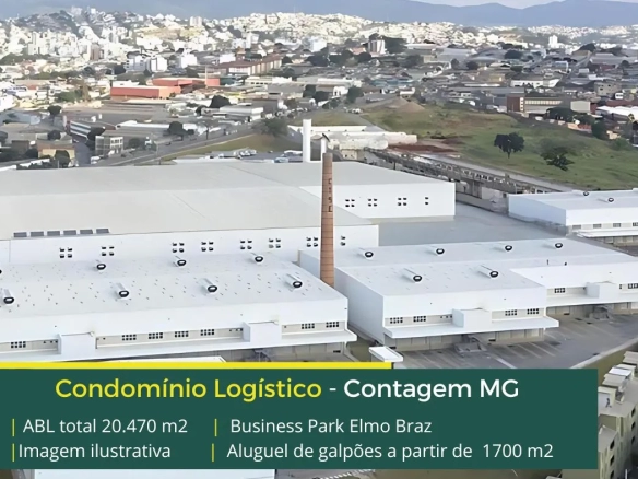 Galpões Para Locação em Contagem MG. Business Park Elmo Braz. Docas para carga e descarga, altura de 12 metros, piso industrial, portaria