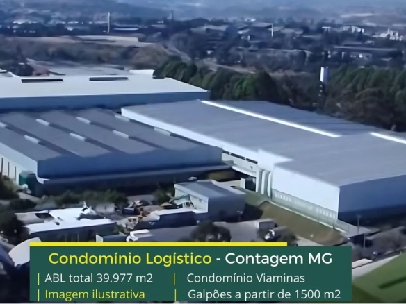 Aluguel de galpão em Contagem MG – Condomínio Logístico Viaminas.  Locação de galpões com docas e altura de 12 metros na cidade de Contagem MG