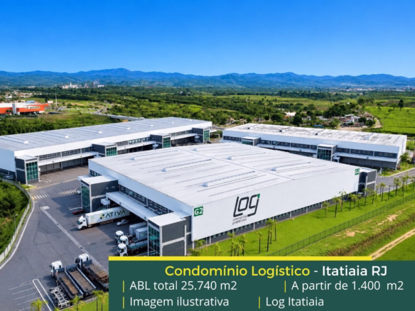 Aluguel de Galpão em Itatiaia - LOG Itatiaia. Módulos a partir de 1.400 m2 que contam com docas, altura de 12 metros. Próximo a Resende RJ