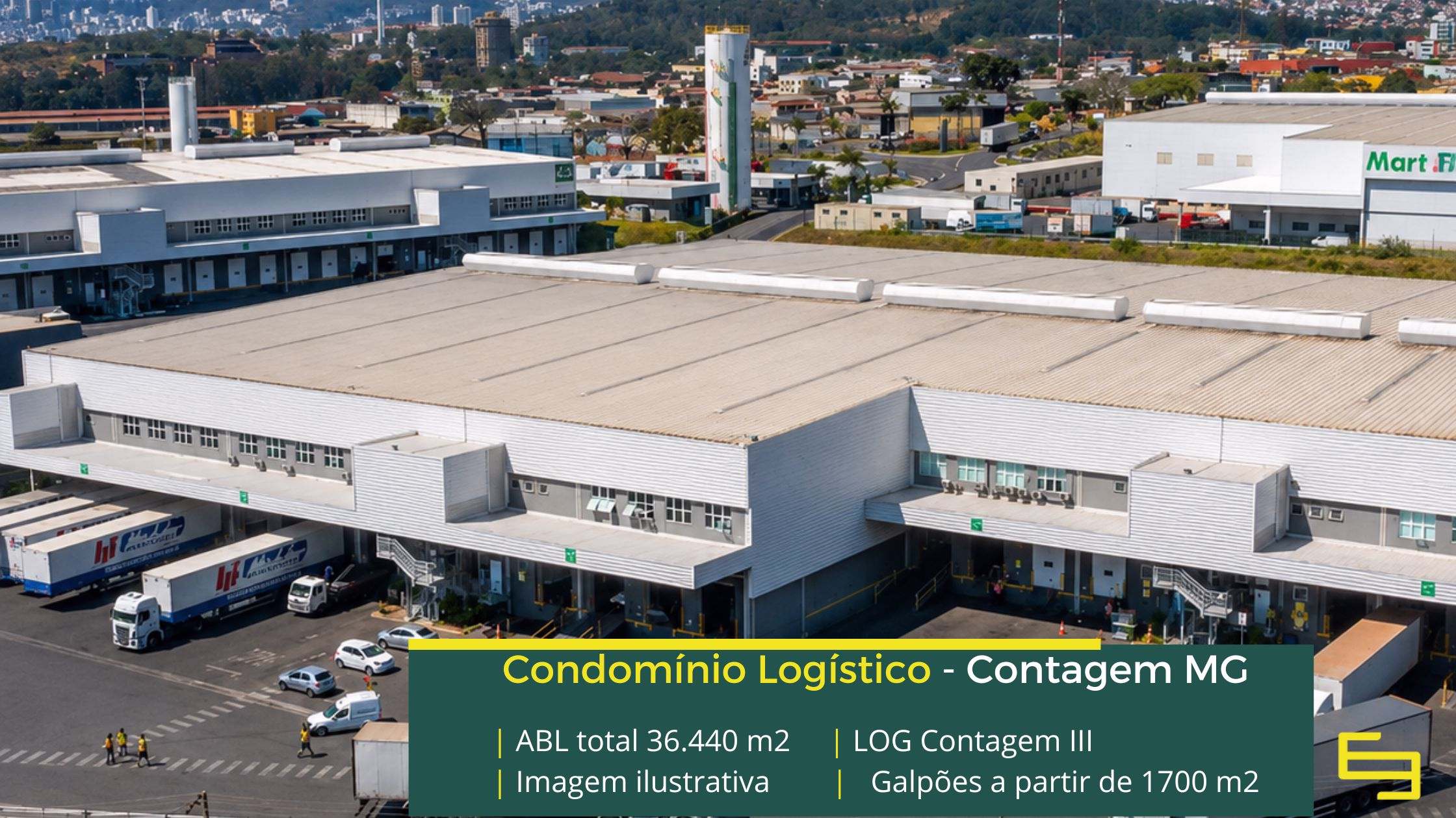 LOG Contagem 3 Aluguel de galpão em Contagem MG. Condomínio LOG Contagem III. Galpões em Contagem altura de 12 metros, docas, piso industrial e sprinklers