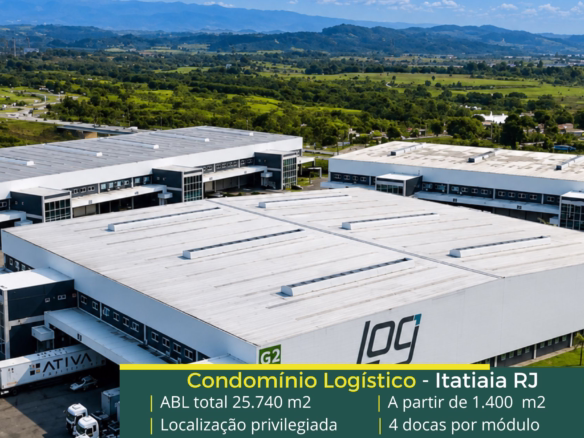 Aluguel de Galpão em Itatiaia - LOG Itatiaia. Módulos a partir de 1.400 m2 que contam com docas, altura de 12 metros. Próximo a Resende RJ