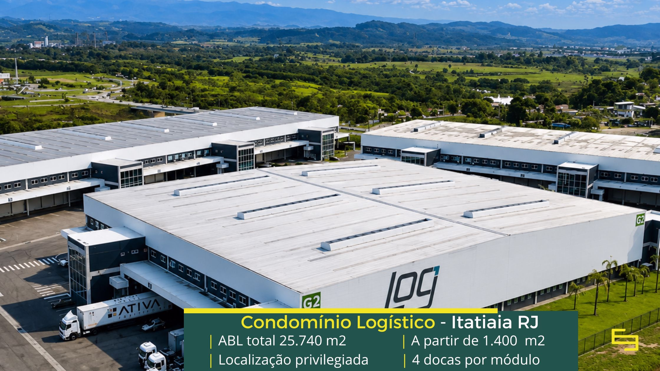 Aluguel de Galpão em Itatiaia - LOG Itatiaia. Módulos a partir de 1.400 m2 que contam com docas, altura de 12 metros. Próximo a Resende RJ