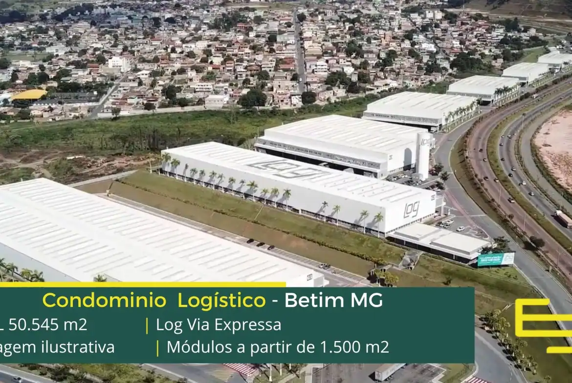 Aluguel de galpões em Betim MG - LOG Via Expressa Betim. Locação de galpões em Betim com altura de 12 metros, docas, piso industrial, pátio