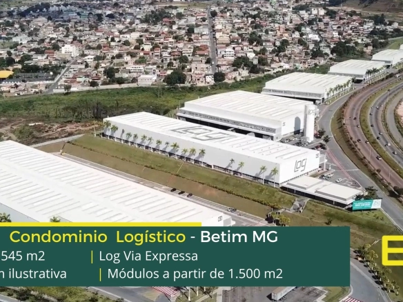 Aluguel de galpões em Betim MG - LOG Via Expressa Betim. Locação de galpões em Betim com altura de 12 metros, docas, piso industrial, pátio