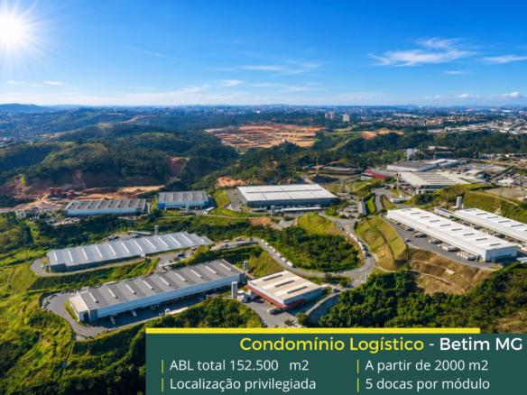 Locação de galpão em Betim MG.  Condomínio logístico Parque Torino.  Galpão para alugar em Betim a partir de 1700 m2 com docas, portaria 24 hs