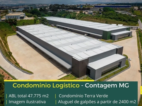 Aluguel de Galpão Logístico em Contagem - Condomínio Terra Verde. Portaria e segurança 24 horas, docas, altura de 12 metros, piso industrial