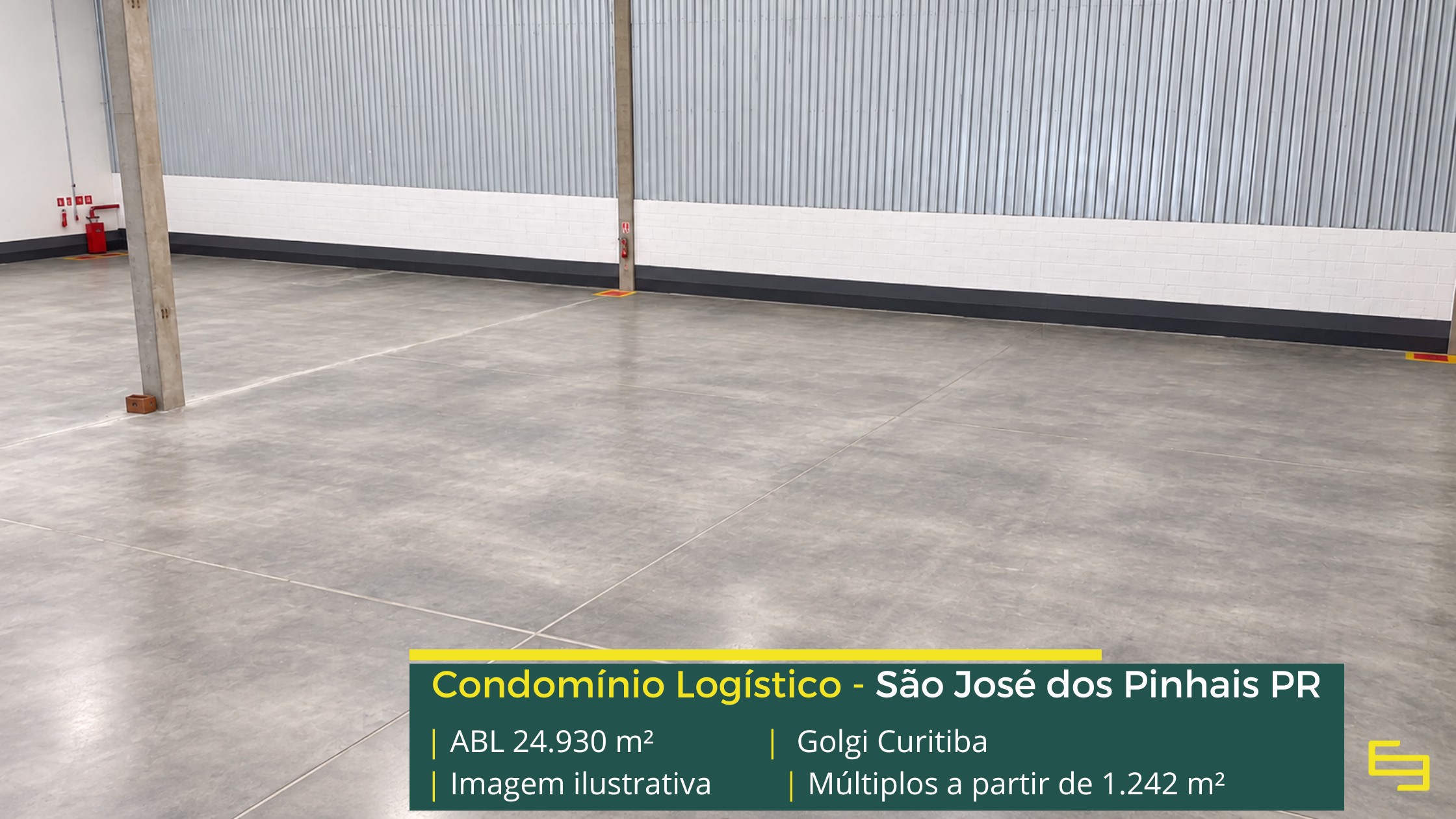 Golgi Curitiba com galpão em São José dos Pinhais, padrão AAA, módulos de até 1.242 m², pé-direito de 12 m, docas automatizadas e sistema J4.