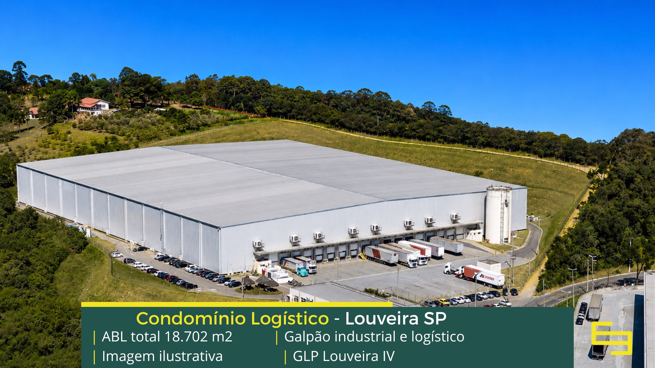Aluguel de galpão em Louveira (1) Galpão para alugar em Louveira - GLP Louveira IV. Condomínio logístico com área locável de 18.702 m². Docas, amplo pátio de manobras.
