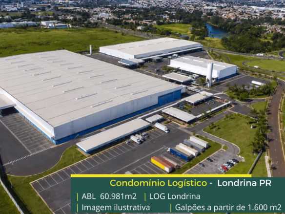 Aluguel de Galpão em Londrina PR - Log Londrina. Galpão para alugar em Londrina em condomínio com portaria e segurança, docas , pátio