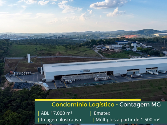Locação de galpões em Contagem MG com módulos a partir de 1.500 m², docas, pé-direito de 12 m e localização estratégica.