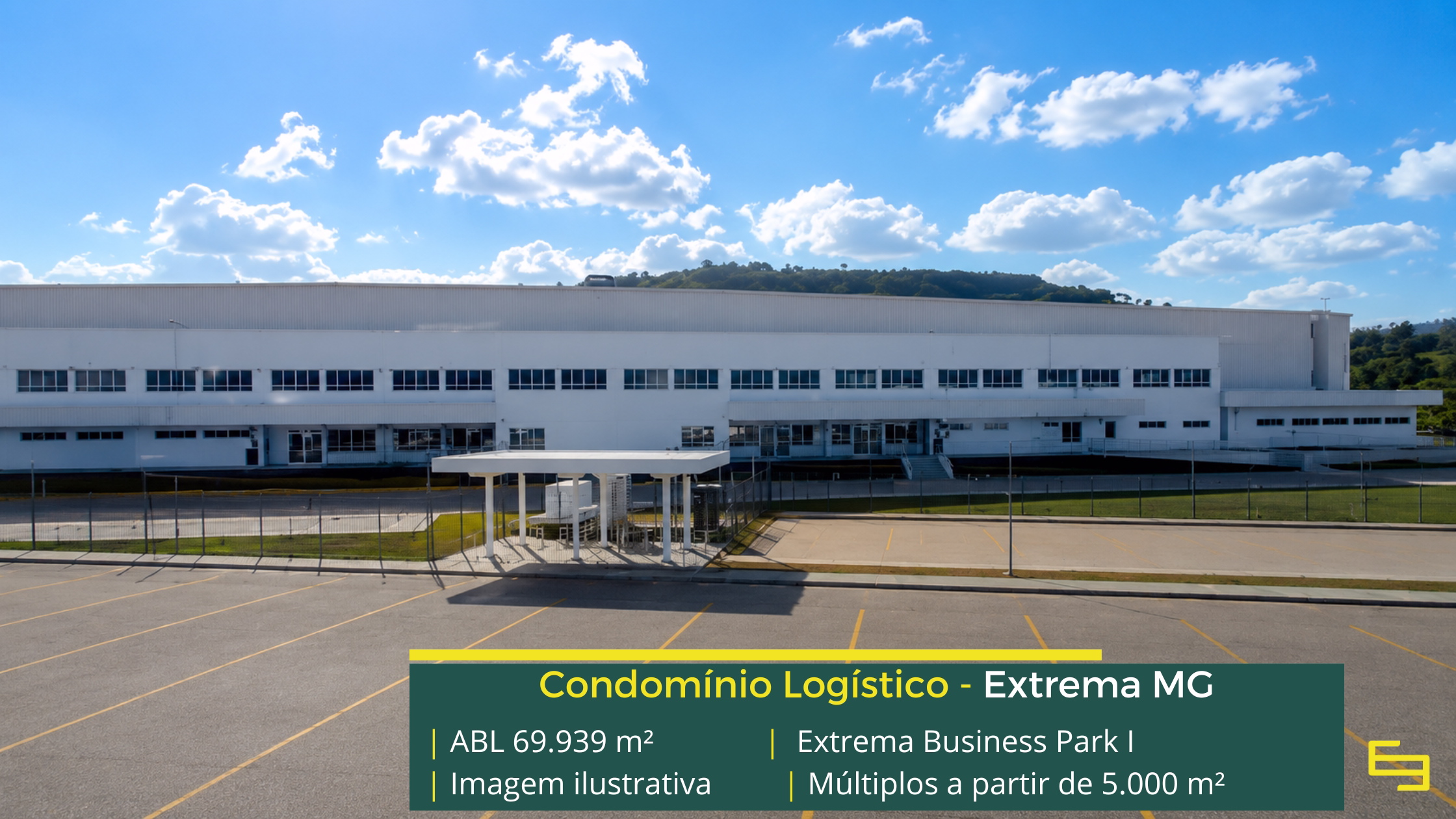 Galpão Extrema Business Park Bloco 1 em Extrema MG, com módulos a partir de 5.000 m², padrão AAA e piso de 6 t/m².