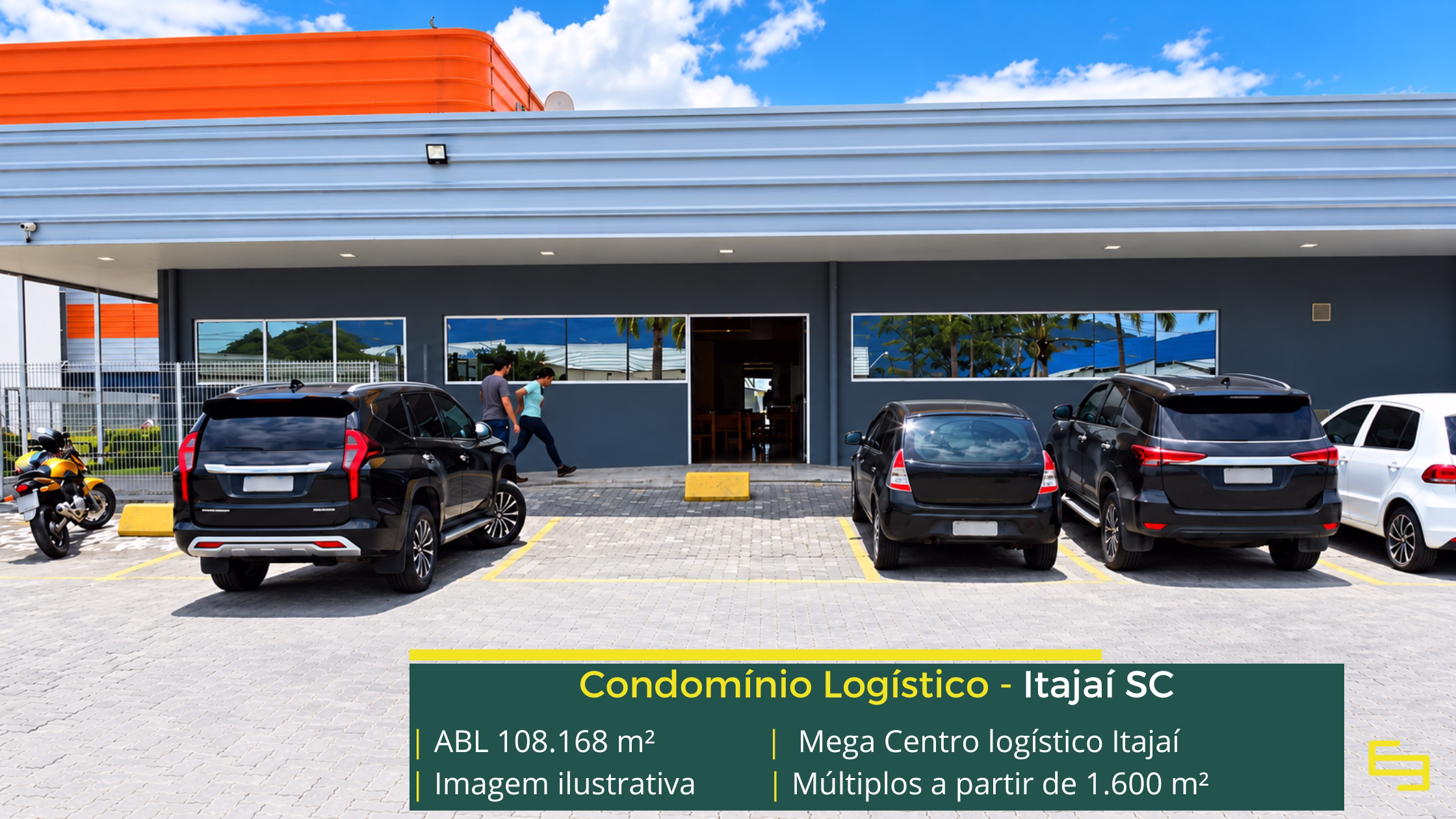 Mega Centro Logístico Itajaí: centro logístico em Itajaí SC com módulos a partir de 1.600 m², 4 docas por módulo e piso para 5 t/m².