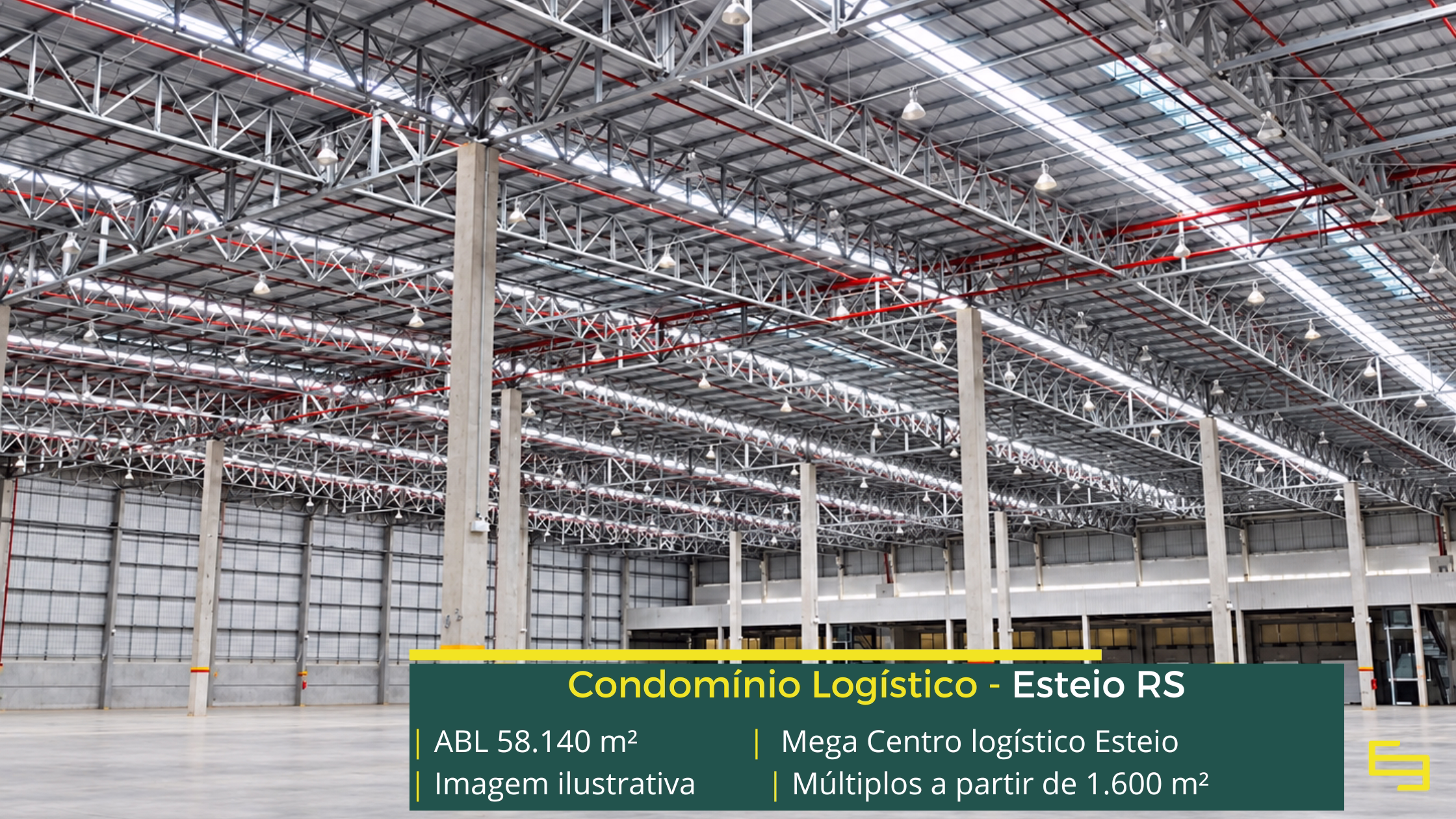 Mega Centro Logístico Esteio: 58.140 m² de ABL, módulos a partir de 1.600 m², docas e estrutura para centro logístico em Esteio.