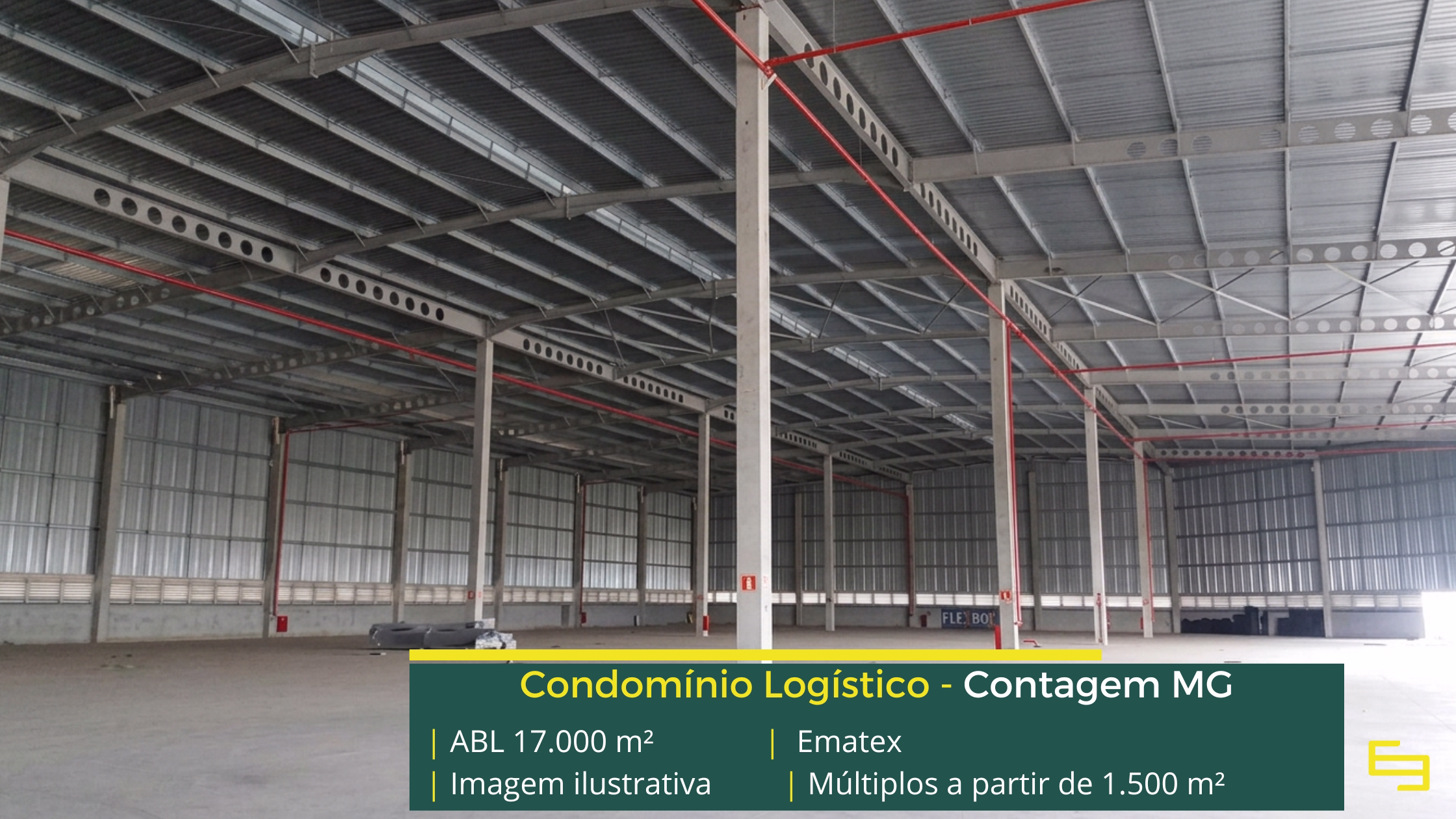 Locação de galpões em Contagem MG com módulos a partir de 1.500 m², docas, pé-direito de 12 m e localização estratégica.