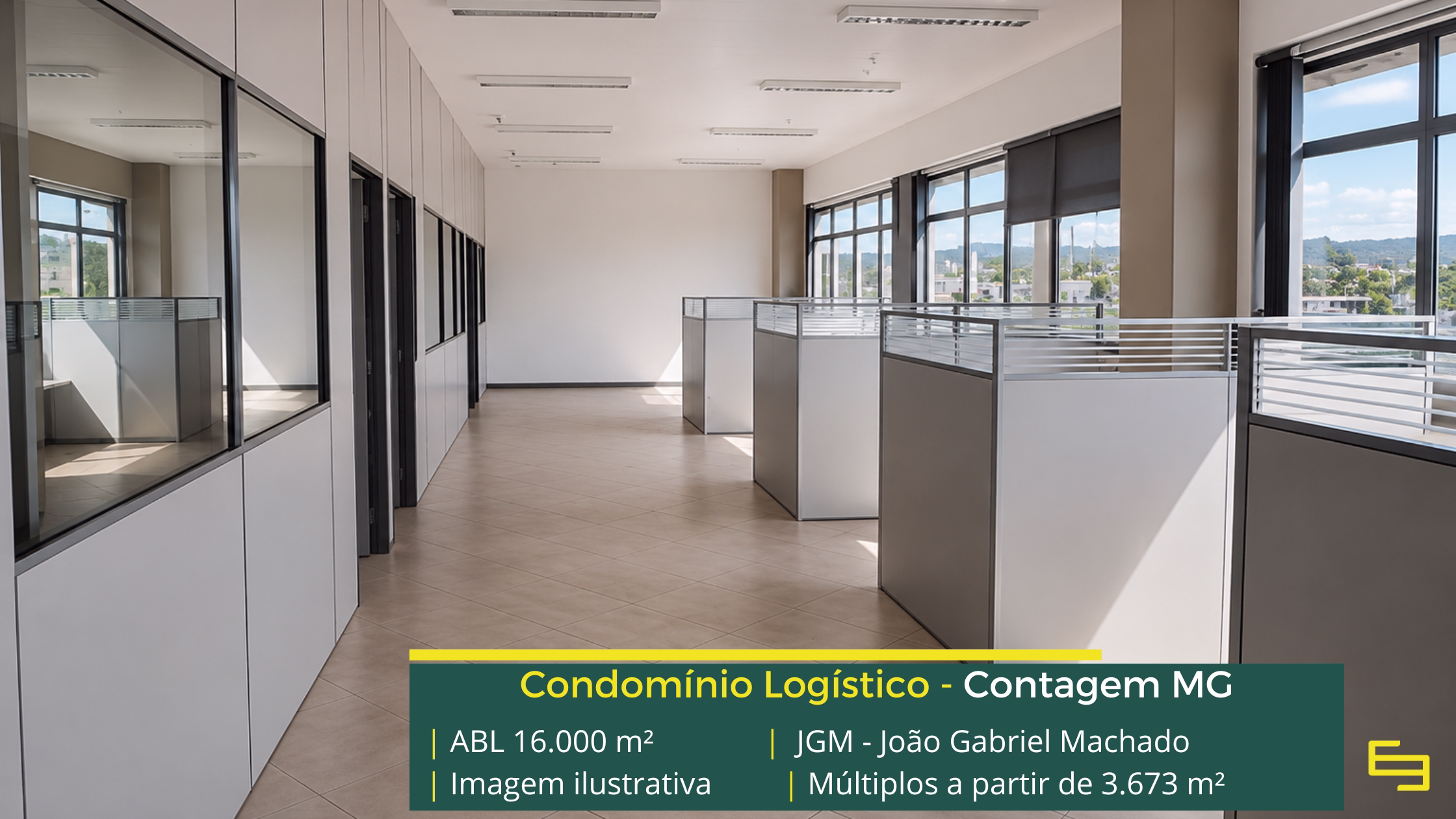 Alugar galpões em Contagem MG no Condomínio João Gabriel Machado com acesso à BR-040, BR-381 e infraestrutura para operações logísticas.