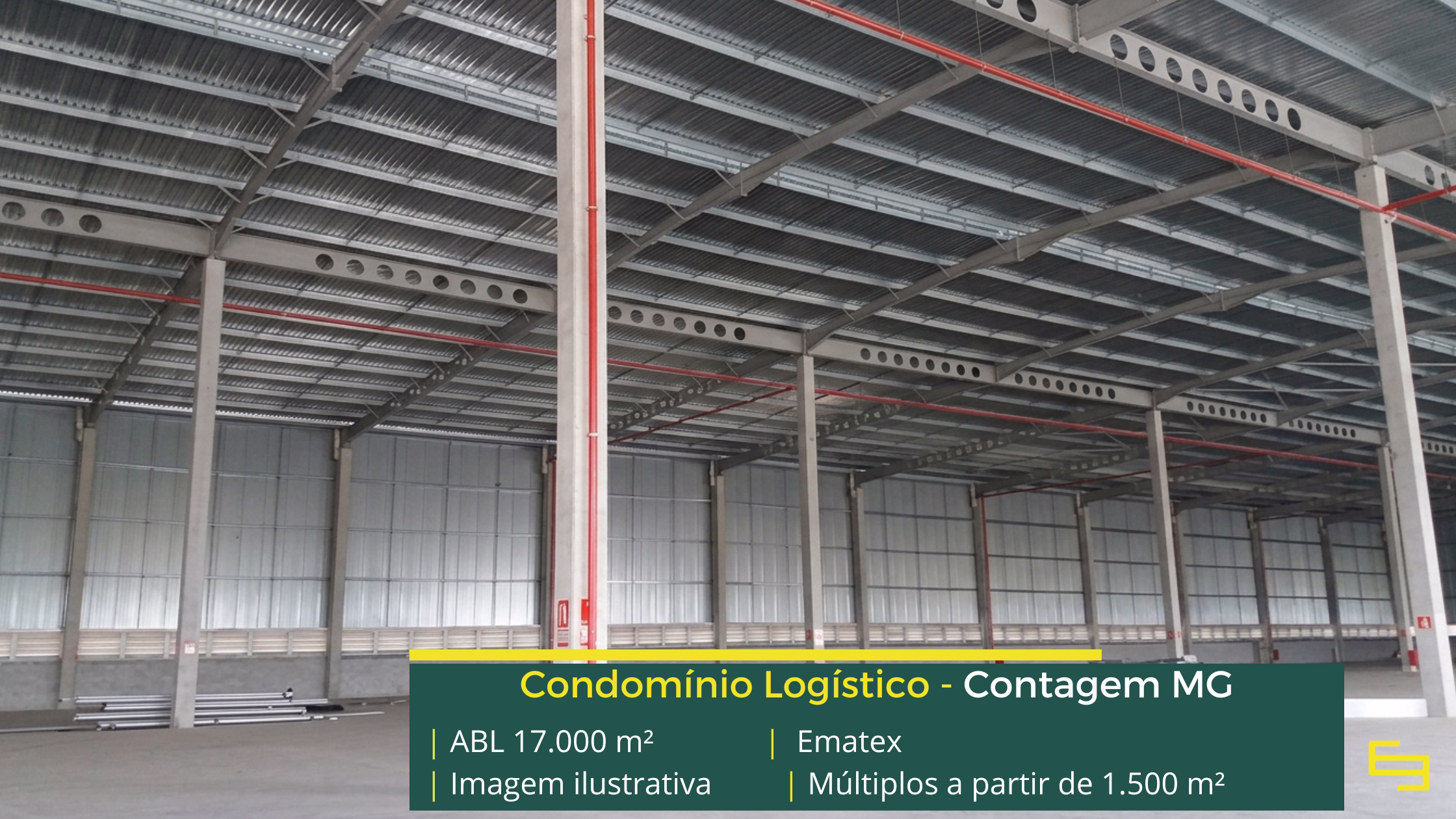 Locação de galpões em Contagem MG com módulos a partir de 1.500 m², docas, pé-direito de 12 m e localização estratégica.