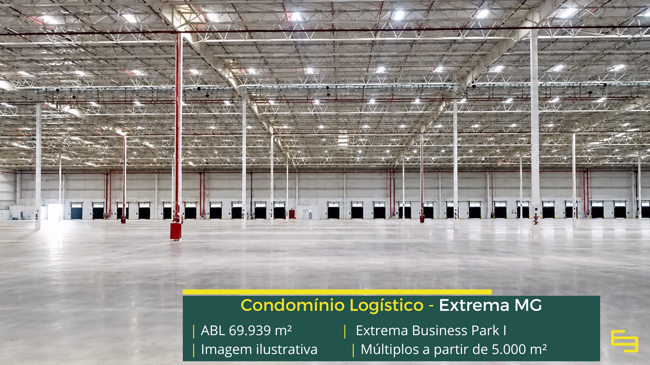 Galpão Extrema Business Park Bloco 1 em Extrema MG, com módulos a partir de 5.000 m², padrão AAA e piso de 6 t/m².