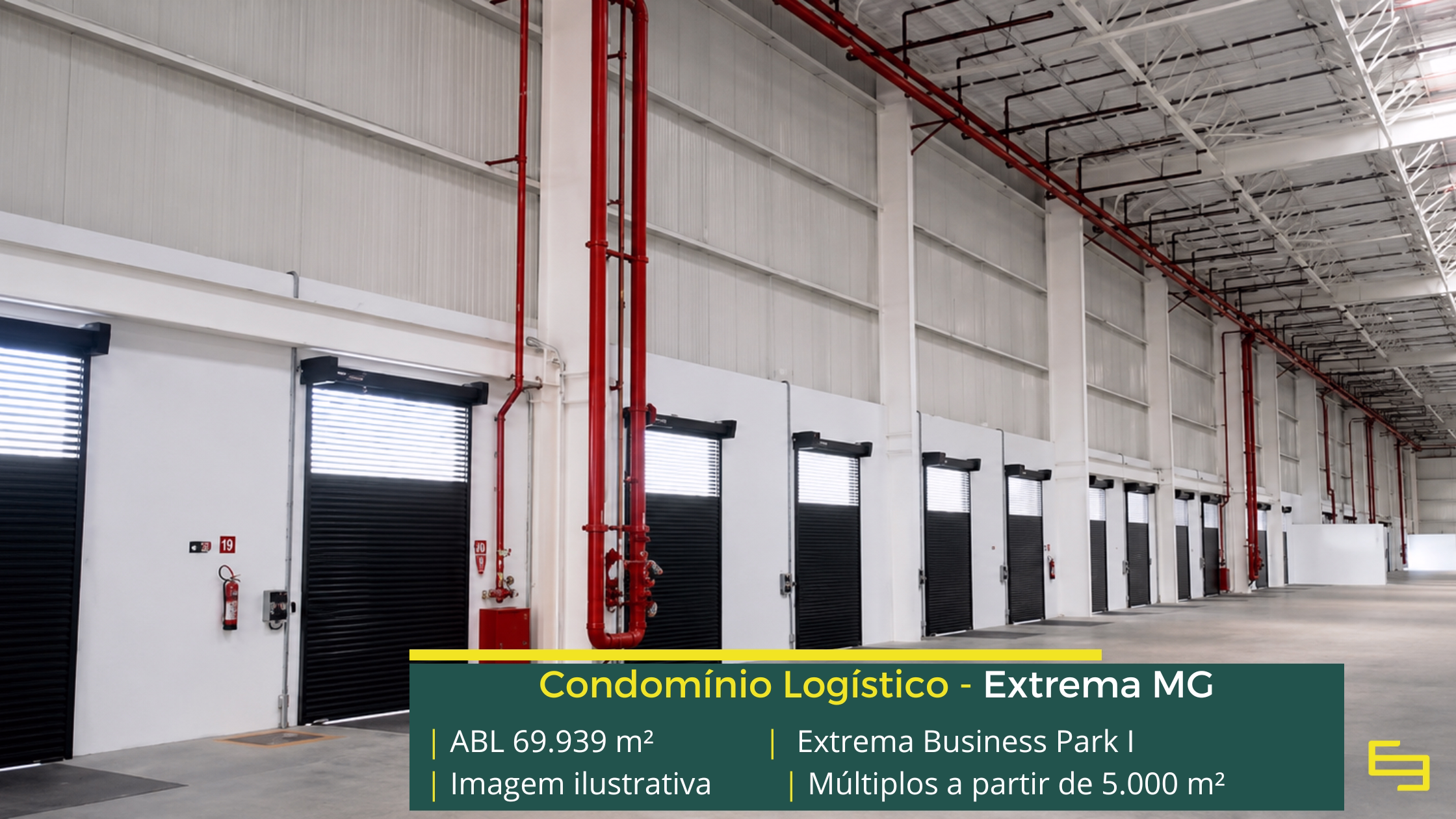Galpão Extrema Business Park Bloco 1 em Extrema MG, com módulos a partir de 5.000 m², padrão AAA e piso de 6 t/m².
