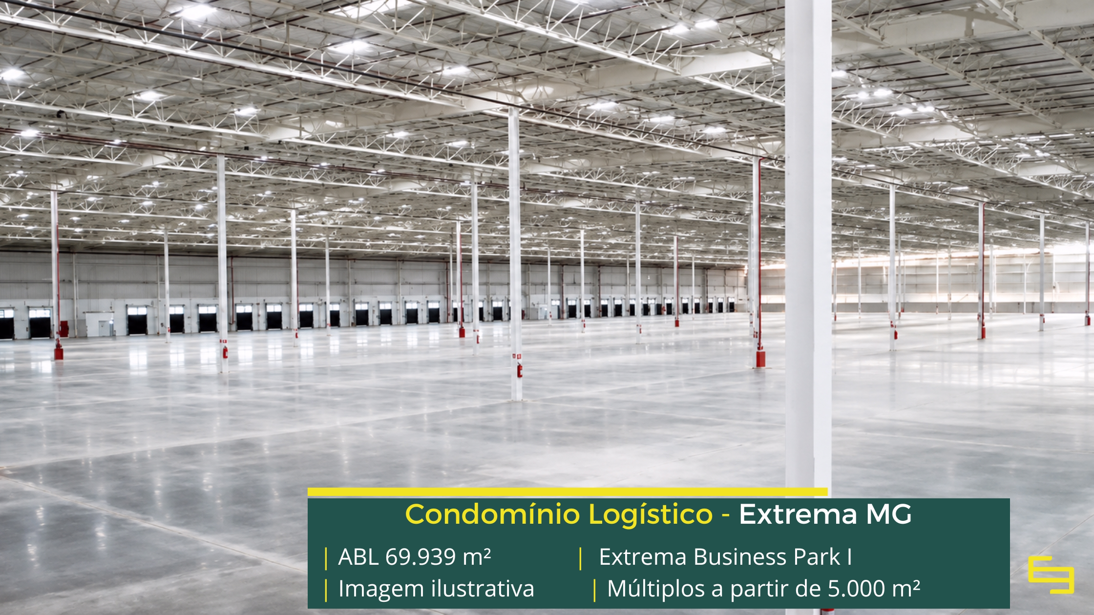 Galpão Extrema Business Park Bloco 1 em Extrema MG, com módulos a partir de 5.000 m², padrão AAA e piso de 6 t/m².