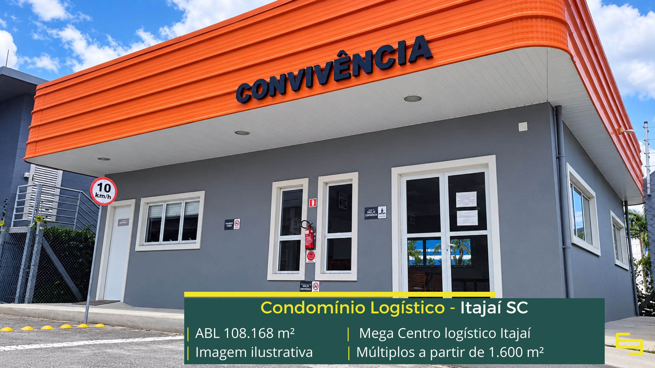 Mega Centro Logístico Itajaí: centro logístico em Itajaí SC com módulos a partir de 1.600 m², 4 docas por módulo e piso para 5 t/m².