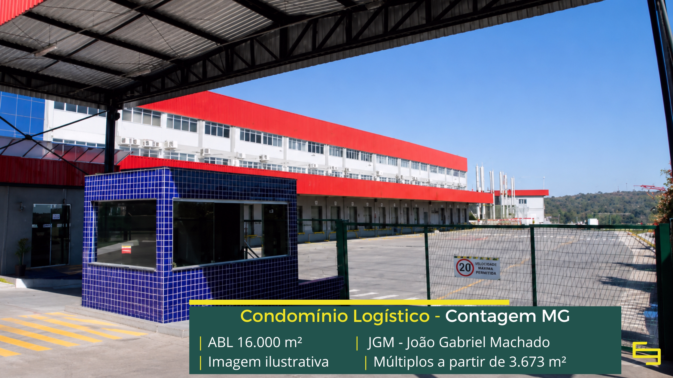 Alugar galpões em Contagem MG no Condomínio João Gabriel Machado com acesso à BR-040, BR-381 e infraestrutura para operações logísticas.