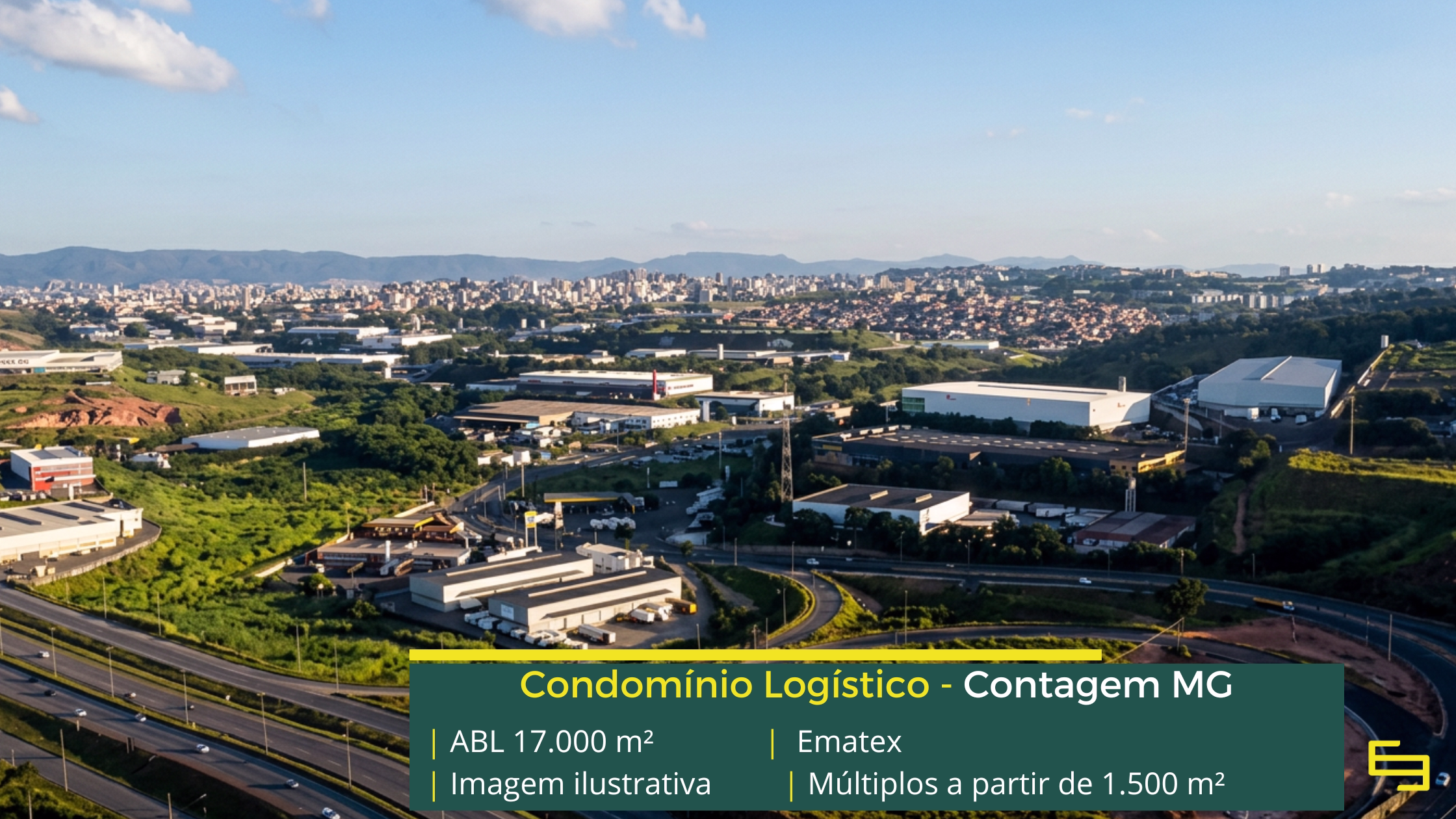 Locação de galpões em Contagem MG com módulos a partir de 1.500 m², docas, pé-direito de 12 m e localização estratégica.