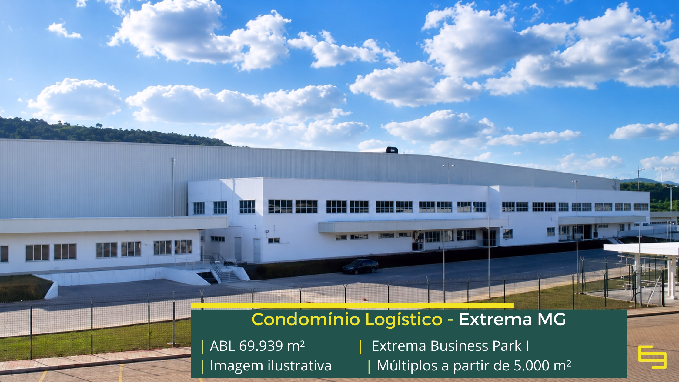Galpão Extrema Business Park Bloco 1 em Extrema MG, com módulos a partir de 5.000 m², padrão AAA e piso de 6 t/m².